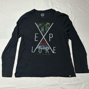Life is Good Explore long sleeve black shirt